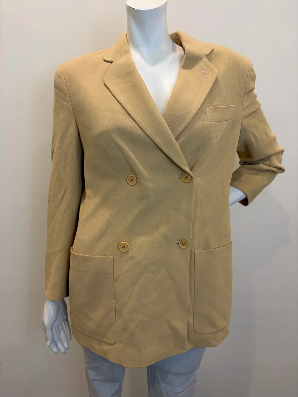 GIORGIO ARMANI Vintage Tan Wool Double Breasted Blazer Jacket